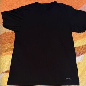 Calvin Klein Men's Black Crew Neck Short Sleeve Tee with Small Logo